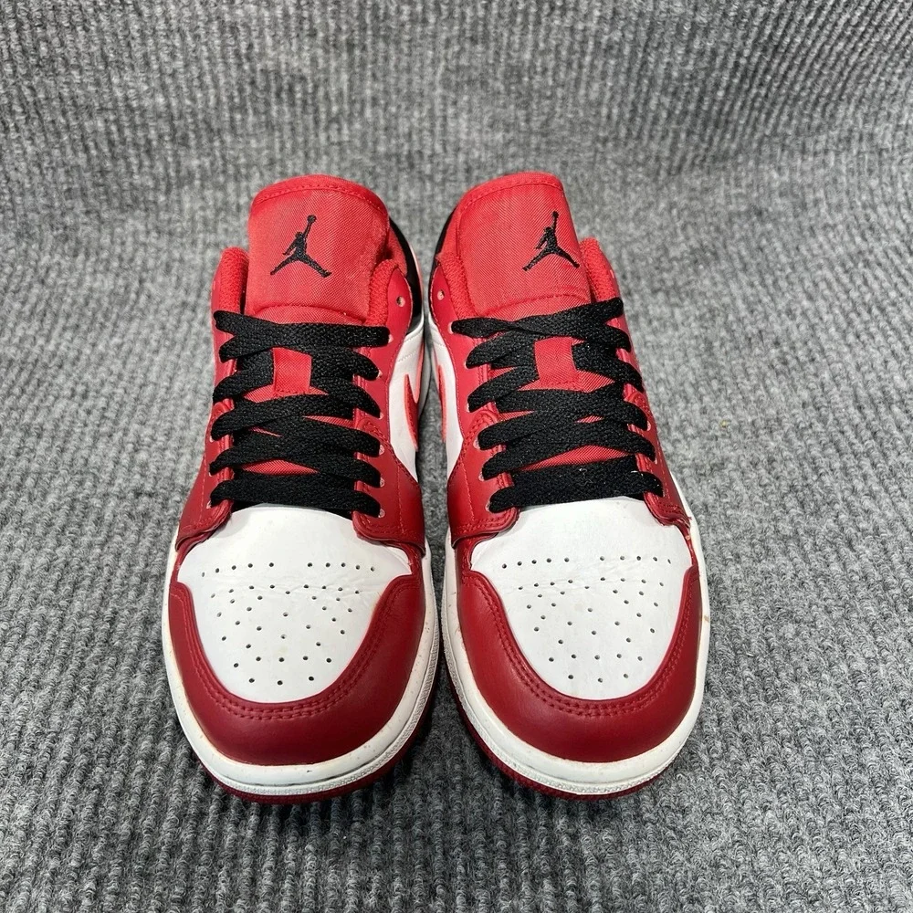 Jordan 1 Low Bulls Men's Size 8 Reverse Black Toe Red Basketball Shoe 55355-163